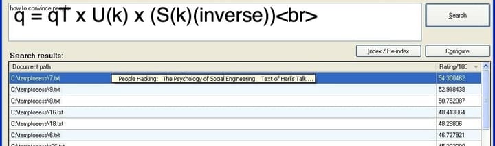 Search in Latent Semantic Indexing